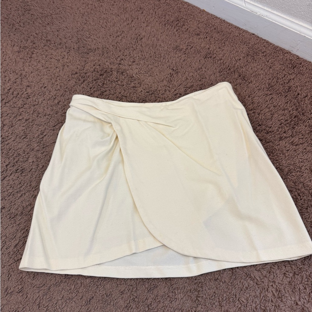 See By Chloe Cream Wool Blend Mini Wrap Skirt Size 8 44